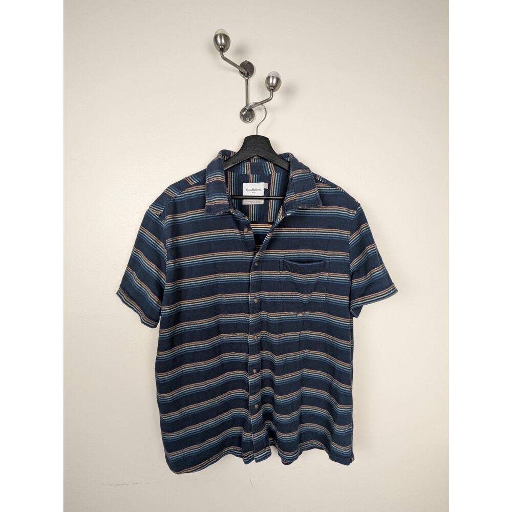 Goodfellow & Co‎ Blue Short Sleeve Button Up Multicolor Stripes